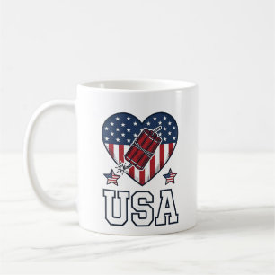 Mug Feu d'artifice patriotique américain Cœur Vintage