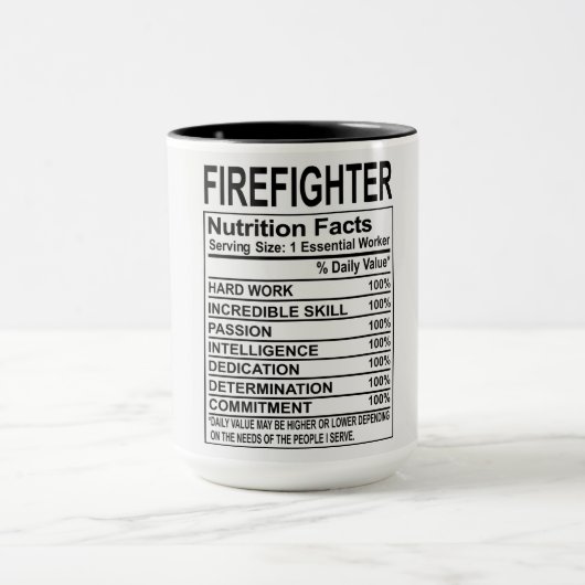 Mug Feu de pompier - valeur nutritive (Centre)