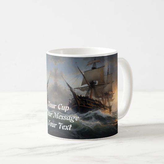 Mug Feu et mousse : Le vaisseau anglais de 1805 (Devant droit)