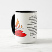 Mug Feu ou flamme et coeur avec citation Pentecôte (Devant gauche)
