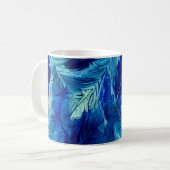 Mug Feuillage abstrait esthétique aquarelle bleu marin (Devant gauche)