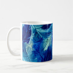 Mug Feuillage abstrait esthétique aquarelle bleu marin
