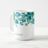 Mug Feuillage Aquarelle Monogrammé de Fille Branché (Devant gauche)