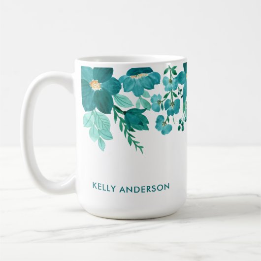 Mug Feuillage Aquarelle Monogrammé de Fille Branché (Gauche)