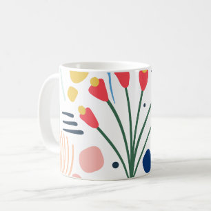 Mug Feuillage coloré moderne motif floral blanc