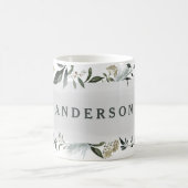 Mug Feuillage d'aquarelle de moutarde et d'olive perso (Centre)