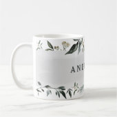 Mug Feuillage d'aquarelle de moutarde et d'olive perso (Gauche)