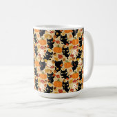 Mug Feuillage de citrouille de chat noir (Devant droit)