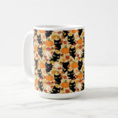 Mug Feuillage de citrouille de chat noir (Devant gauche)