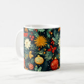 Mug Feuillage de Noël classique avec ornements rouges (Devant gauche)
