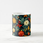 Mug Feuillage de Noël classique avec ornements rouges (Centre)