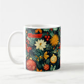 Mug Feuillage de Noël classique avec ornements rouges (Gauche)