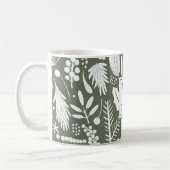 Mug Feuillage de Noël d'hiver Famille Monogramme Vert (Gauche)