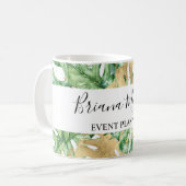 Mug Feuillage de palmier doré blanc tropical (Devant gauche)