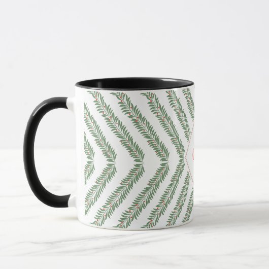 Mug Feuillage de vacances Quadrant Blanc et Vert (Gauche)