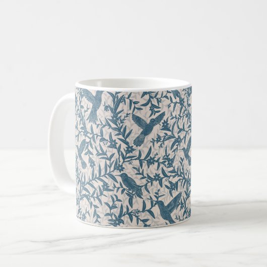Mug Feuillage des colibris bleu blanc (Devant gauche)