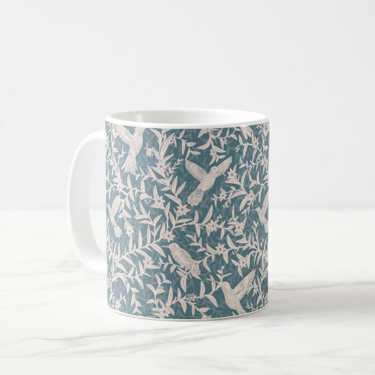 Mug Feuillage des colibris bleu blanc (Devant gauche)