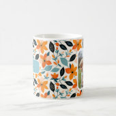 Mug Feuillage et fleurs orange et bleu Personnalisé (Centre)