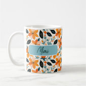 Mug Feuillage et fleurs orange et bleu Personnalisé (Gauche)