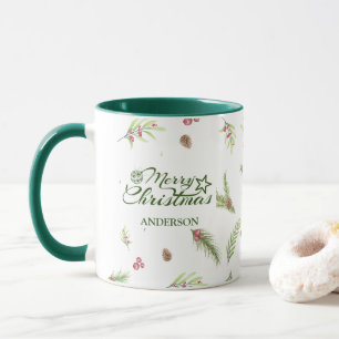Mug Feuillage minimal moderne Élégant script Noël