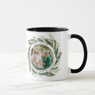 Mug Feuillage moderne wreath écriture de paix photo ve