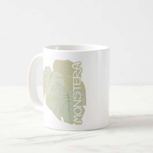 Mug Feuillage Monstera en vert tendre (Devant gauche)