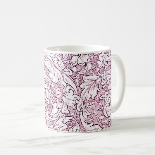Mug Feuillage orné rose rose (Devant droit)