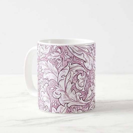 Mug Feuillage orné rose rose (Devant gauche)