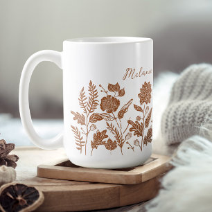Mug Feuillage personnalisé Fleurs d'automne Orange