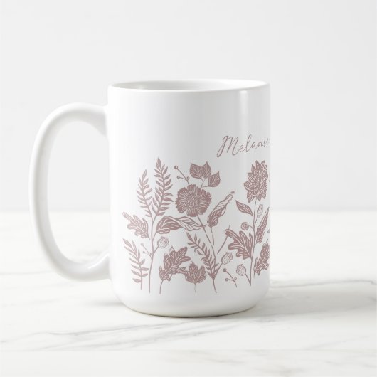 Mug Feuillage personnalisé Fleurs d'automne rose (Gauche)