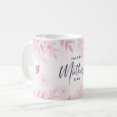 Mug Feuillage rose et papillons (Devant gauche)
