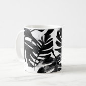 Mug 🖤 Feuillage Tropical Noir et Blanc 🌿 (Devant gauche)