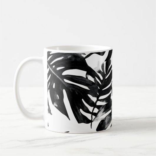 Mug 🖤 Feuillage Tropical Noir et Blanc 🌿 (Gauche)