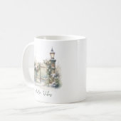 Mug Feuillage vert personnalisé Snowy Fence hiver Noël (Devant gauche)