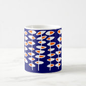 Mug Feuille alternative - Blanc et orange sur bleu fon (Centre)