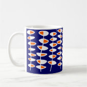 Mug Feuille alternative - Blanc et orange sur bleu fon (Gauche)