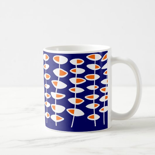 Mug Feuille alternative - Blanc et orange sur bleu fon (Droite)