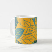 Mug Feuille Botanique Moderne Sarcelle et Or (Devant gauche)
