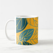 Mug Feuille Botanique Moderne Sarcelle et Or (Gauche)