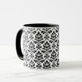 Mug Feuille Damask Patte noir sur blanc (Devant gauche)