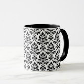 Mug Feuille Damask Patte noir sur blanc (Devant droit)