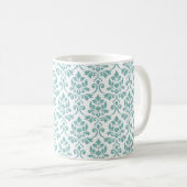 Mug Feuille Damask Teal Pattern (Devant droit)