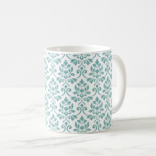 Mug Feuille Damask Teal Pattern (Devant droit)