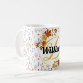 Mug Feuille d'automne et nom personnalisés monogrammés (Devant gauche)