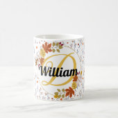 Mug Feuille d'automne et nom personnalisés monogrammés (Centre)