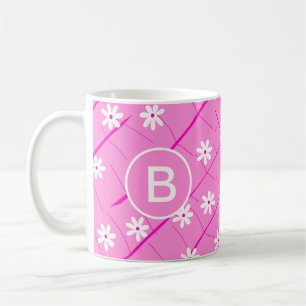Mug feuille de banane tropicale et fleurs rose botaniq