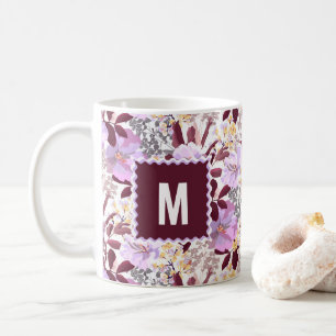 Mug Feuille de Bourgogne, modèle floral pourpre Mono