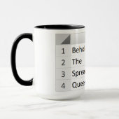 Mug Feuille de calcul puissant Queen, Excel noir (Gauche)
