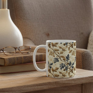 Mug Feuille de chêne vintage Bleu et or élégant