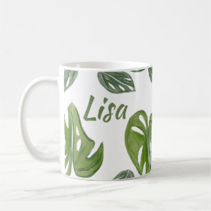 Mug Feuille de Monstera Adansonii aquarelle manuelle p